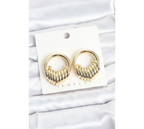 Pirinç Gold Renk Halka Sarmal Model Vintage Kadın Küpe - TJ-BKP11640