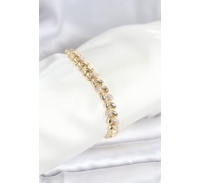 Pirinç Gold Renk VIP Seri Sarmal Damla Model Zirkon Taşlı Kadın Bileklik - TJ-BB8268