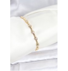 Pirinç Gold Renk VIP Seri Punta Model Zirkon Taşlı Kadın Bileklik - TJ-BB8269