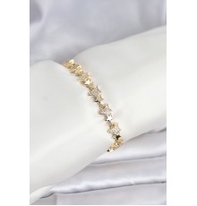 Pirinç Gold Renk VIP Seri Yıldız Model Zirkon Taşlı Kadın Bileklik - TJ-BB8271