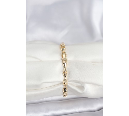 Pirinç Gold Renk VIP Seri Kemik Model Zirkon Taşlı Kadın Bileklik - TJ-BB8275