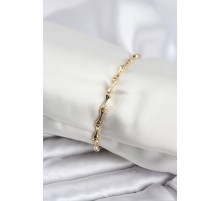 Pirinç Gold Renk VIP Seri İnce Kemik Model Zirkon Taşlı Kadın Bileklik - TJ-BB8276