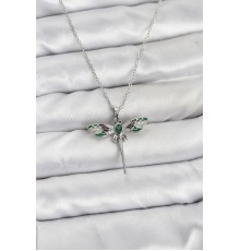 316L Çelik Zincir Gümüş Renk Yusufçuk Model Zirkon Taşlı Kadın Kolye - TJ-BKO10832