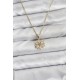 316L Çelik Zincir Gold Renk Lotus Model Zirkon Taşlı Kadın Kolye - TJ-BKO10835