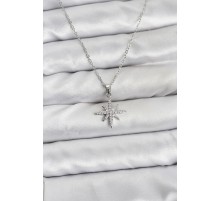 316L Çelik Zincir Gümüş Renk Kutup Yıldızı Model Zirkon Taşlı Kadın Kolye - TJ-BKO10838