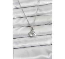 316L Çelik Zincir Gümüş Renk Deniz Kabuğu ve Deniz Yıldızı Model Zirkon Taşlı Kadın Kolye - TJ-BKO10840