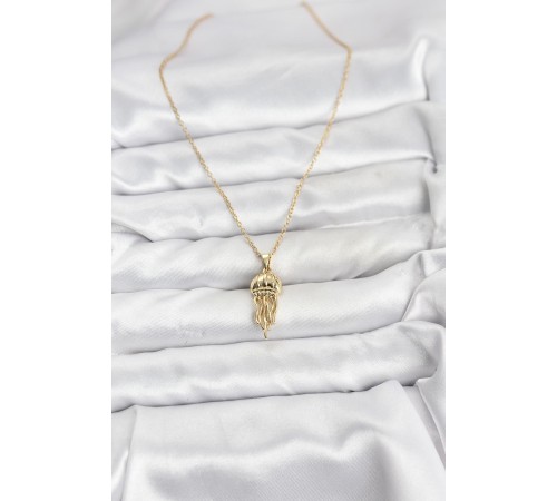 316L Çelik Zincir Gold Renk Deniz Anası Model Zirkon Taşlı Kadın Kolye - TJ-BKO10842