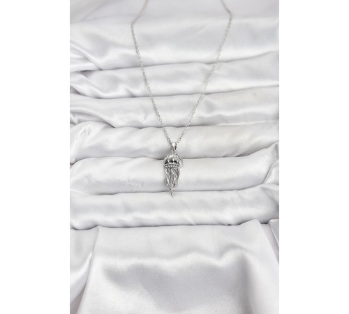 316L Çelik Zincir Gümüş Renk Deniz Anası Model Zirkon Taşlı Kadın Kolye - TJ-BKO10843