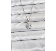 316L Çelik Zincir Gümüş Renk Balık Model Zirkon Taşlı Kadın Kolye - TJ-BKO10847