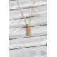 316L Çelik Zincir Gold Renk Teddy Bear Model Zirkon Taşlı Kadın Kolye - TJ-BKO10852