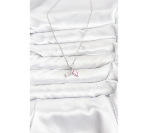 316L Çelik Zincir Gümüş Renk Balık Kuyruğu Model Zirkon Taşlı Kadın Kolye - TJ-BKO10856