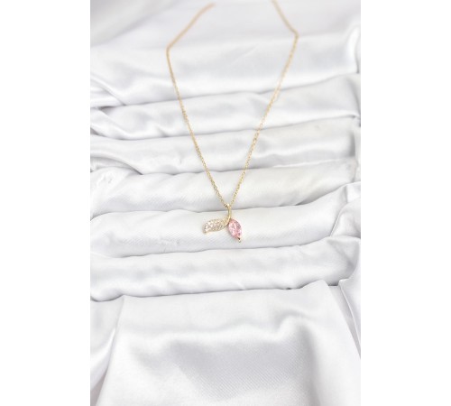 316L Çelik Zincir Gold Renk Balık Kuyruğu Model Zirkon Taşlı Kadın Kolye - TJ-BKO10857