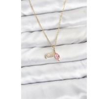 316L Çelik Zincir Gold Renk Balık Kuyruğu Model Zirkon Taşlı Kadın Kolye - TJ-BKO10857