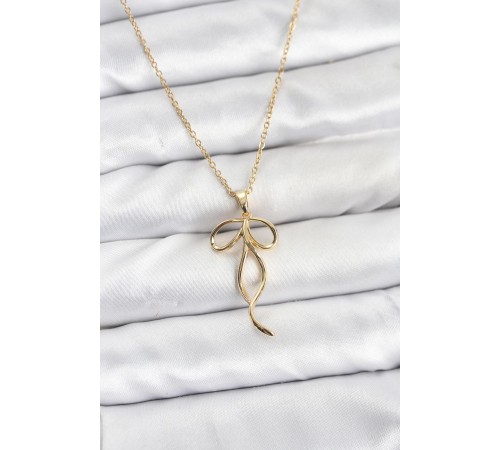 316L Çelik Zincir Gold Renk Fiyonk Model Kadın Kolye - TJ-BKO10869