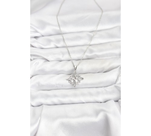 316L Çelik Zincir Gümüş Renk Sonsuzluk Model Zirkon Taşlı Kadın Kolye - TJ-BKO10872