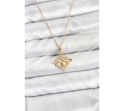 316L Çelik Zincir Gold Renk Sonsuzluk Model Zirkon Taşlı Kadın Kolye - TJ-BKO10873