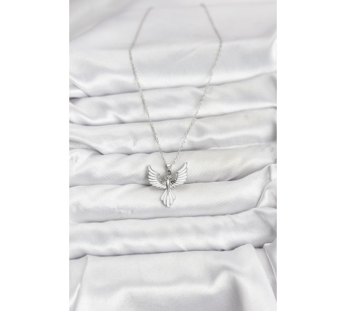 316L Çelik Zincir Gümüş Renk Anka Kuşu Model Kadın Kolye - TJ-BKO10878