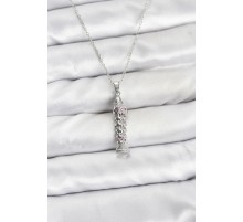 316L Çelik Zincir Gümüş Renk Balık Model Zirkon Taşlı Kadın Kolye - TJ-BKO10884