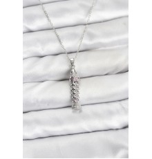 316L Çelik Zincir Gümüş Renk Balık Model Zirkon Taşlı Kadın Kolye - TJ-BKO10884