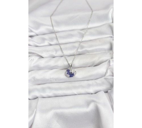 316L Çelik Zincir Gümüş Renk Gece Model Zirkon Taşlı Kadın Kolye - TJ-BKO10890