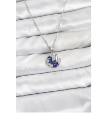 316L Çelik Zincir Gümüş Renk Gece Model Zirkon Taşlı Kadın Kolye - TJ-BKO10890