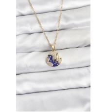 316L Çelik Zincir Gold Renk Gece Model Zirkon Taşlı Kadın Kolye - TJ-BKO10891