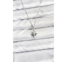316L Çelik Zincir Gümüş Renk Kutup Yıldızı Model Kadın Kolye - TJ-BKO10896