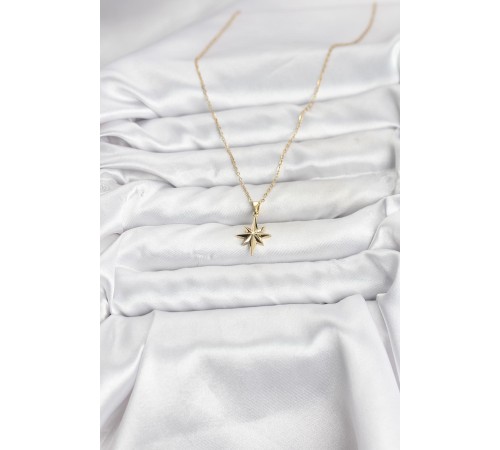 316L Çelik Zincir Gold Renk Kutup Yıldızı Model Kadın Kolye - TJ-BKO10897