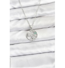 316L Çelik Zincir Gümüş Renk Şans Kolyesi Model Zirkon Taşlı Kadın Kolye - TJ-BKO10898