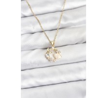 316L Çelik Zincir Gold Renk Deniz Tema Model Zirkon Taşlı Kadın Kolye - TJ-BKO10909