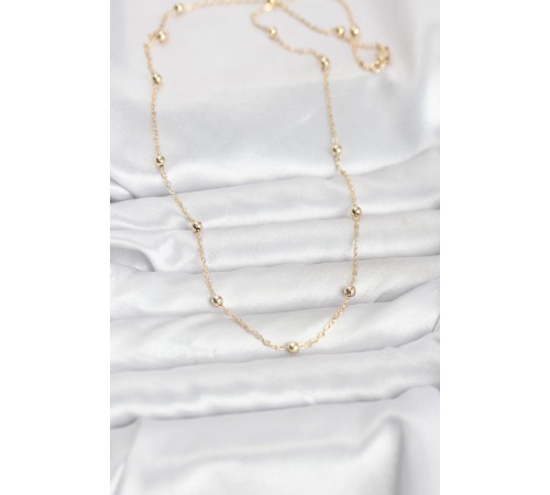 CM 14K Gold Renk Pirinç Top Zincirli 60 cm Kadın Kolye - TJ-BKO10940