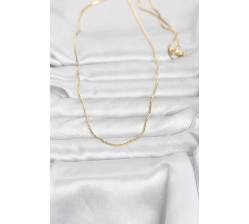 CM 14K Gold Renk İnce Kare Zincirli Model 60 cm Kadın Kolye - TJ-BKO10956