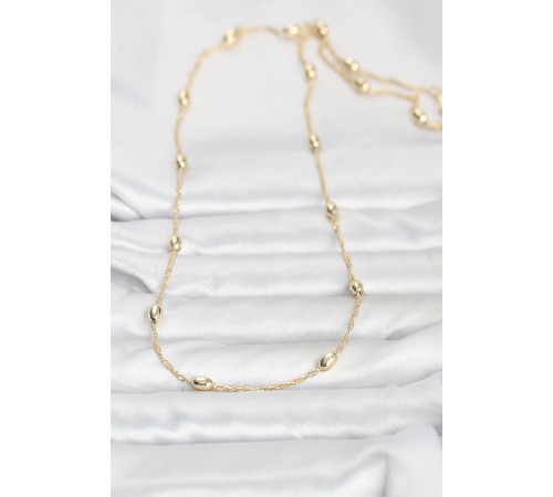 CM 14K Gold Renk Topçuklu Burgu Zincir Model 60 cm Kadın Kolye - TJ-BKO10963