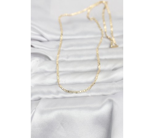 CM 14K Gold Renk Lazerli Yassı Model Zincirli 60 cm Kadın Kolye - TJ-BKO10966