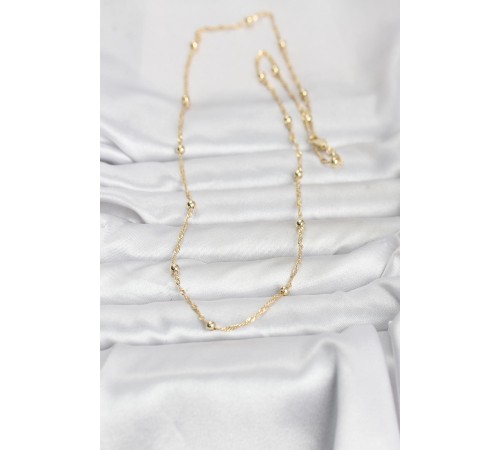 CM 14K Gold Renk Burgu ve Top Zincirli Model 60 cm Kadın Kolye - TJ-BKO10975