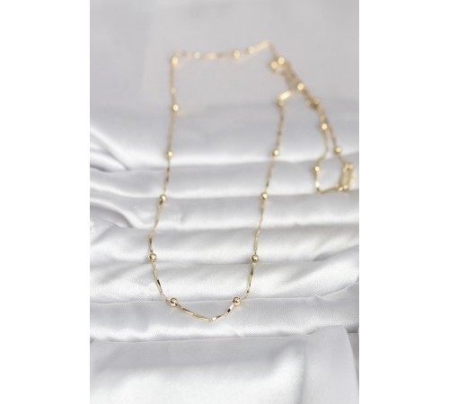 CM 14K Gold Renk Kesme Çubuk Zincir Topçuklu Model 60 cm Kadın Kolye - TJ-BKO10986