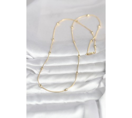 CM 14K Gold Renk Yılan Zincirli Damla Topçuk Model 60 cm Kadın Kolye - TJ-BKO10990