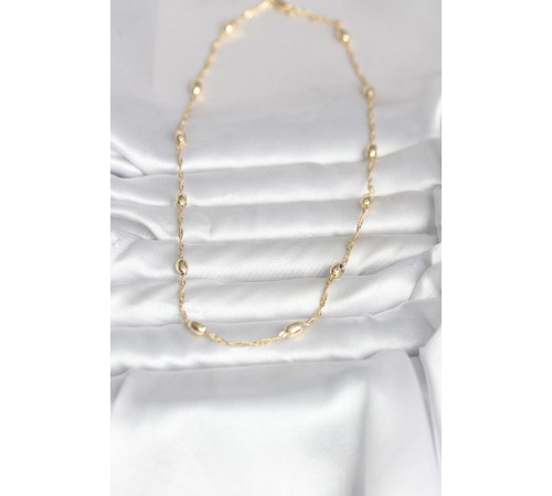 CM 14K Gold Renk Burgu Zincirli Damla Topçuk Model 45 cm Kadın Kolye - TJ-BKO11001