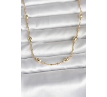 CM 14K Gold Renk Burgu Zincirli Damla Topçuk Model 45 cm Kadın Kolye - TJ-BKO11001