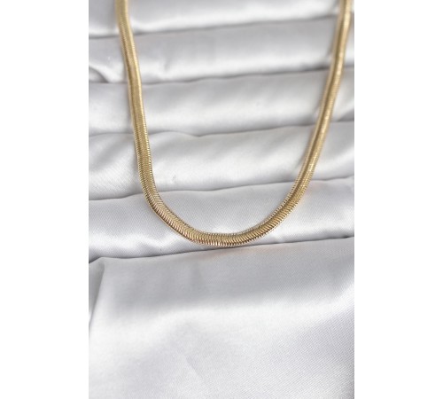 CM 14K Gold Renk Yassı Yılan Zincir Model 45 cm Kadın Kolye - TJ-BKO11005