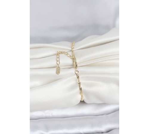 CM 14K Gold Renk Yassı Ezme Burgu Model Kadın Bileklik - TJ-BB8282