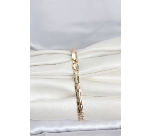 CM 14K Gold Renk Yassı Zincir Yılan Model Kadın Bileklik - TJ-BB8297