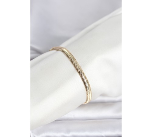 CM 14K Gold Renk Yassı Zincir Yılan Model Kadın Bileklik - TJ-BB8297