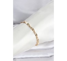 CM 14K Gold Renk Zincir Kalın Yassı Ezme Burgu Model Kadın Bileklik - TJ-BB8301