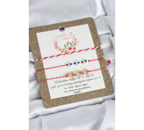 Marteniçka Bileklik 3'lü Kelebek ve Nazar Boncuklu Model - TJ-BB8314