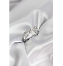 Zirkon Taşlı Sarmal Sedefli Gümüş Renk Kadın Yüzük - TJ-BYK3926