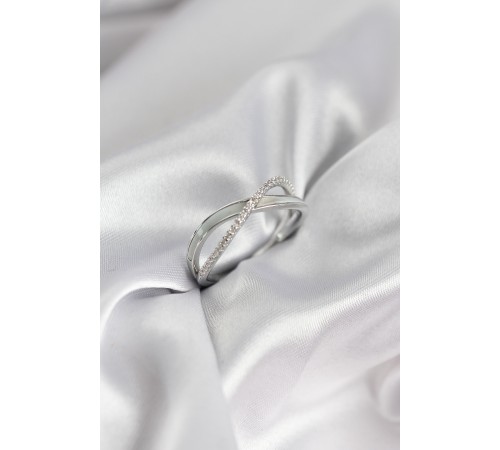 Zirkon Taşlı Sarmal Sedefli Gümüş Renk Kadın Yüzük - TJ-BYK3926