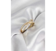 Zirkon Taşlı Sarmal Sedefli Gold Renk Kadın Yüzük - TJ-BYK3927