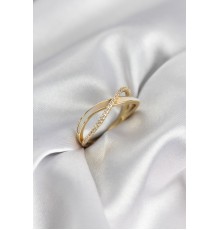 Zirkon Taşlı Sarmal Sedefli Gold Renk Kadın Yüzük - TJ-BYK3927