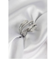 Sarmal Zirkon Baget Taşlı Gümüş Renk Kadın Yüzük - TJ-BYK3929